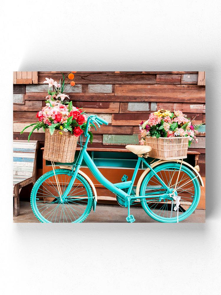 Bicycle With Flower Baskets Wrapped Canvas -Image by Shutterstock